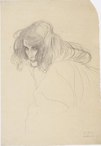 左に4分の3のプロファイルの女性の頭 作： Gustav Klimt